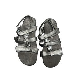 Vionic Black Amber Croc Walking‎ Concealed Orthotic Arch Support Sandal Size 9
